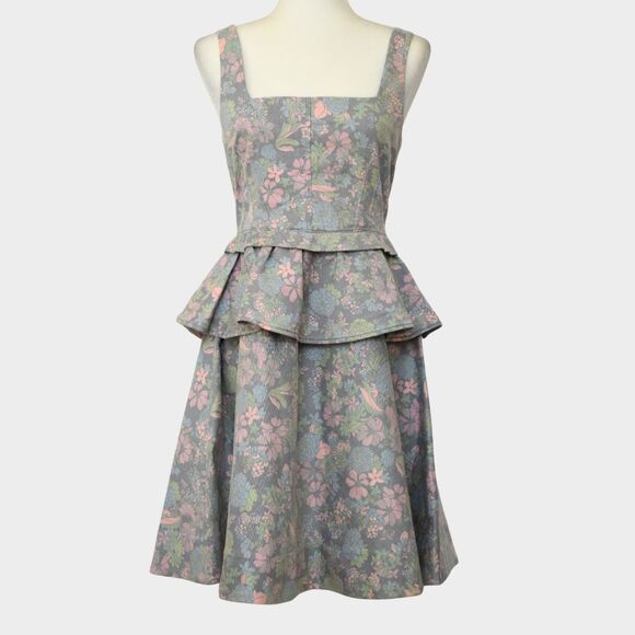 MARC BY MARC JACOBS Peplum Pastel Blossom Floral Mini Fit & Flare Dress Size 10 - Picture 1 of 9